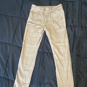 Khaki Colored Striped Dress Pant